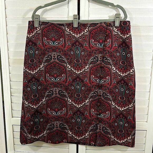 Talbots Skirt Size 16 Paisley Opulent Wrap Work Wear Office - Picture 4 of 14
